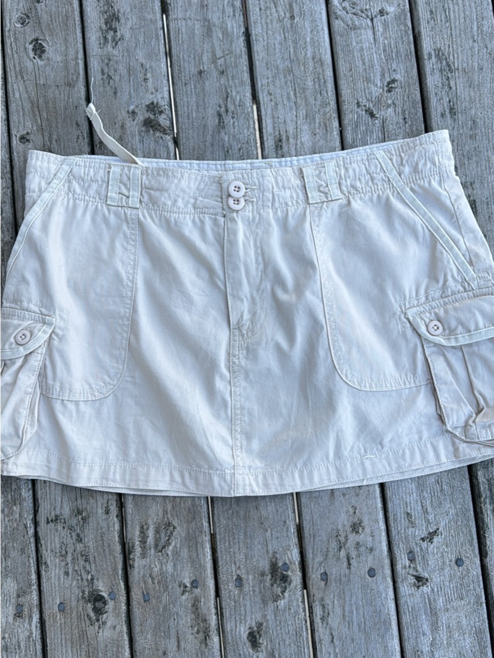 White Cargo Pocket Mini Skort with Button Front